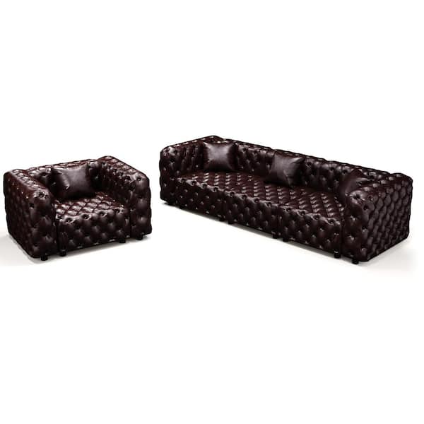 Modern Sofa Collection 105.7 in. Wide Modular Faux Leather 3-Seater Sectional Sofa with Button Tufted Design