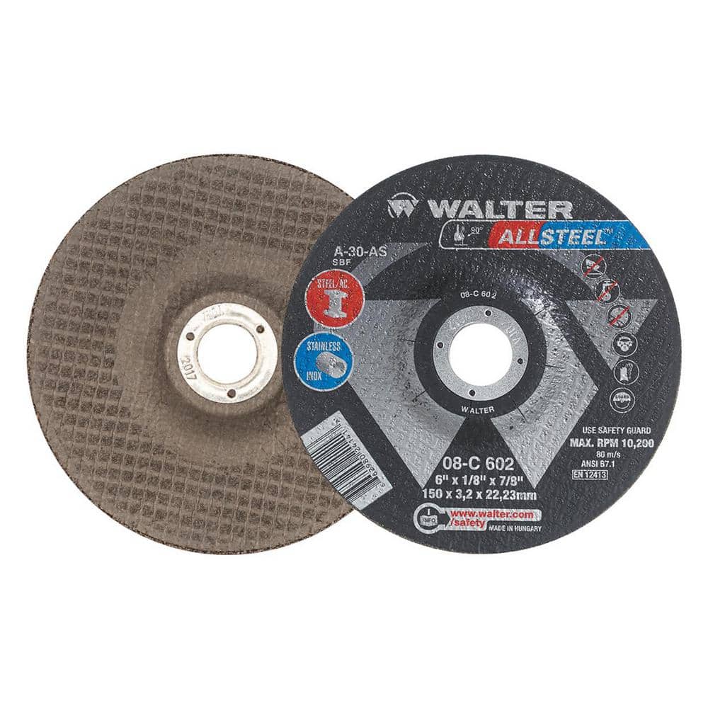 Pack of 10 Walter 08H455 ALLSTEEL XX Exceptional Grinding Wheel - Surface Finishing Wheels Walter Surface Technologies A-24-AXX Grit Aluminum Oxide Abrasive Wheel 4-1/2 in 