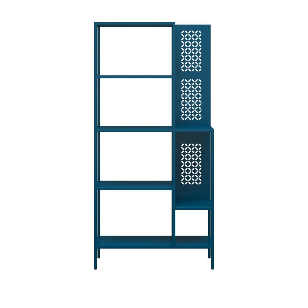 Annie 73 in. Tall, 3 Shelf, Steel Bookcase, Deep Ocean Blue