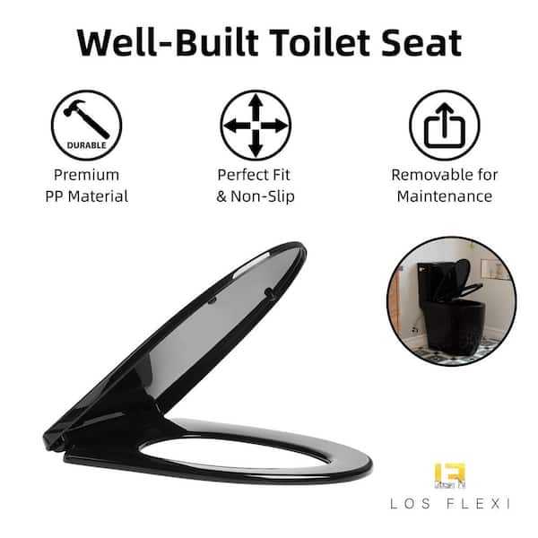 Los Flexi 21 in. Extra Tall Toilet 2-Piece, Glossy Black, 1.28 GPF