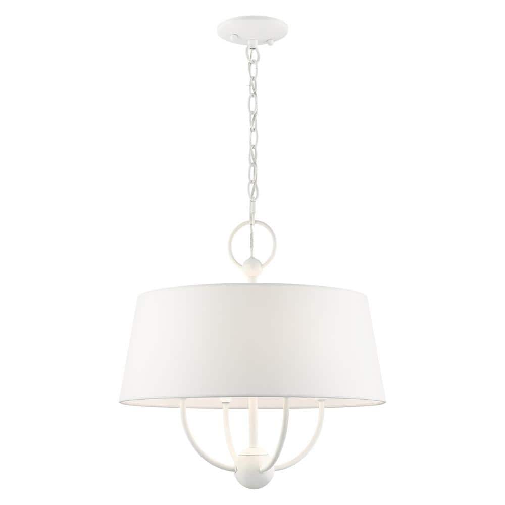 White Glass Drum 4-Light Indoor/Outdoor Chandelier