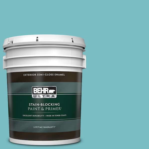 BEHR ULTRA 5 gal. #M460-4 Pure Turquoise Semi-Gloss Enamel Exterior Paint & Primer