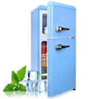 JEREMY CASS 3.5 cu. ft. Retro Mini Fridge, Refrigerator with Freezer, with 2  Door Adjustable Mechanical Thermostat in Blue FLGJ80GB - The Home Depot