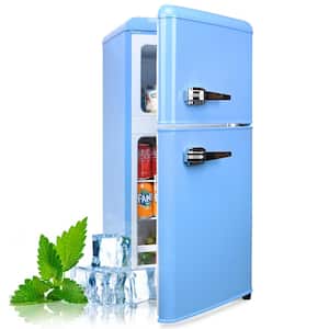 3.5 cu. ft. Retro Mini Fridge, Refrigerator with Freezer, with 2 Door Adjustable Mechanical Thermostat in Blue