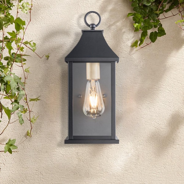 Decorators 15 in. Black Traditional Dusk to Dawn Outdoor Hardwired Wall Lantern Sconce (8-Pack)