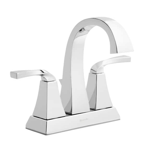 Glacier Bay Leary Curve 4 in. Centerset Double-Handle High-Arc Bathroom Faucet in Polished Chrome