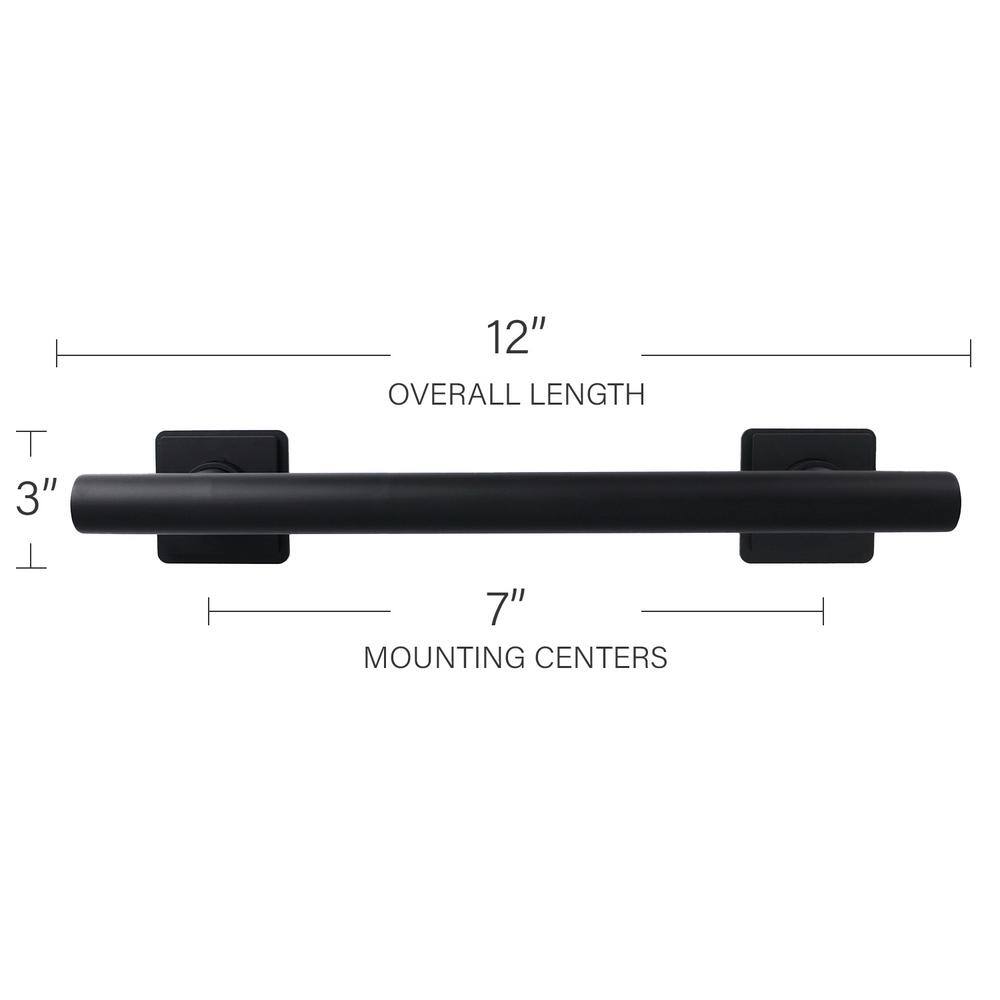 12-inch Matte Black Stainless Steel Wall Mounted Grab Bar