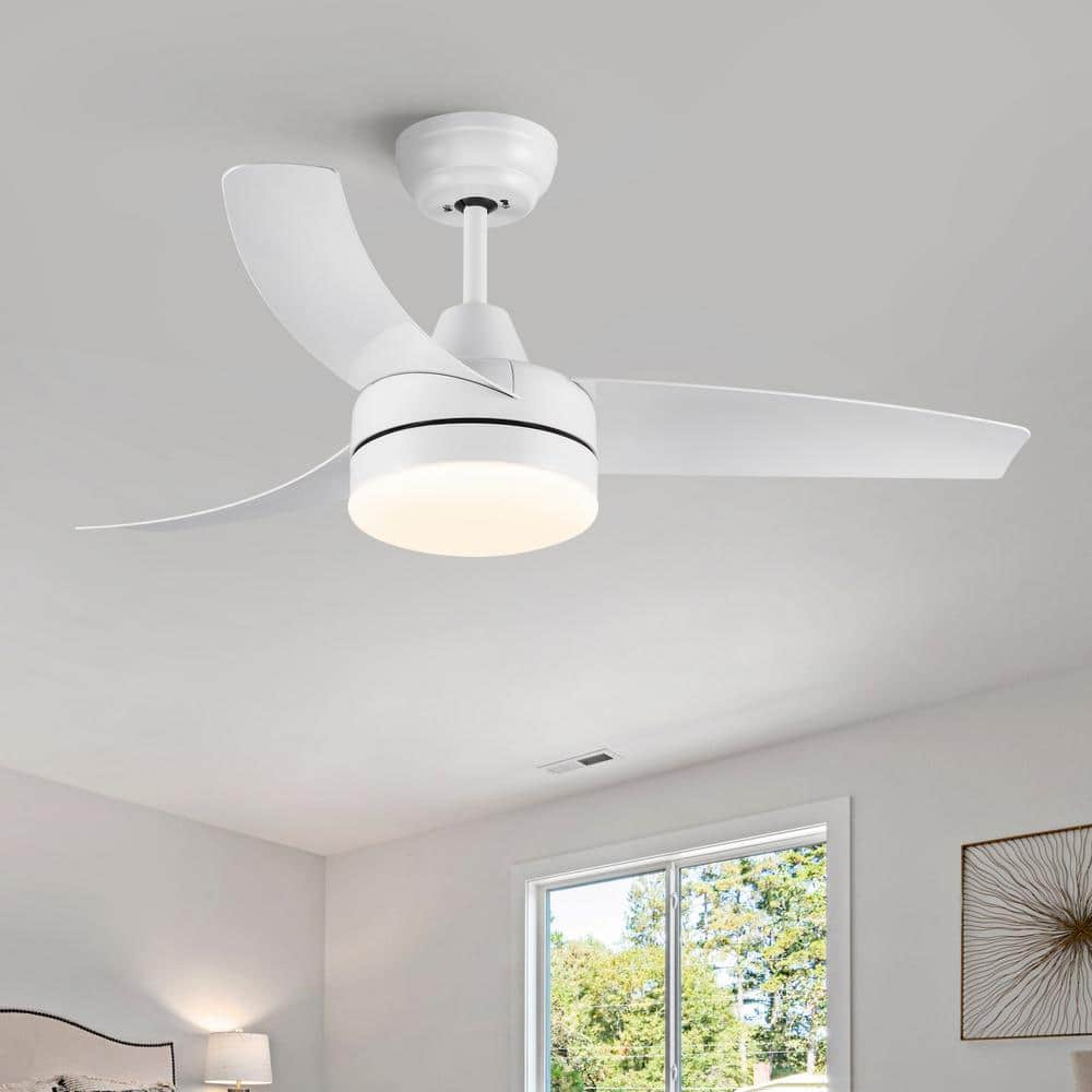 YUHAO Smalisze 42 in. Integrated LED Indoor White Standard Ceiling Fan ...