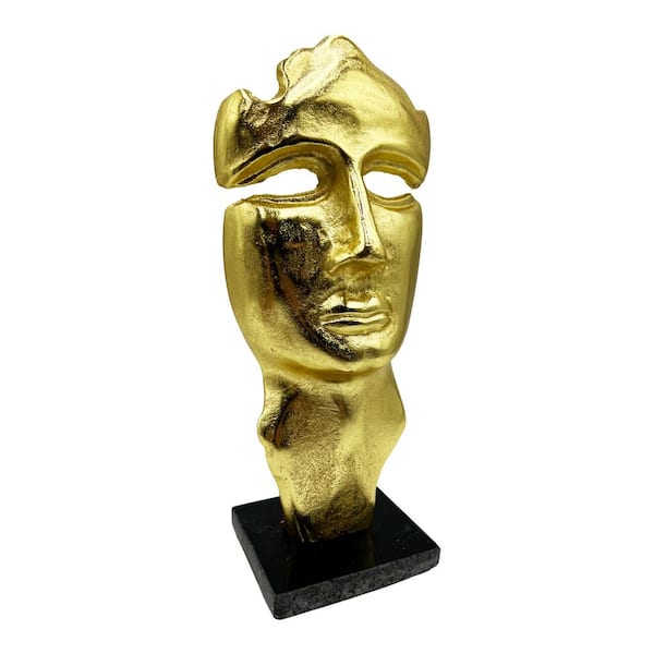 castellousa Gold 12 in. x 7 in. Aluminum Metal Face Sculpture