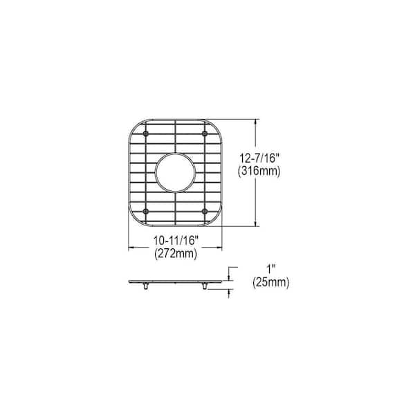 Dayton 12.4375 in. x 10.6875 in. Bottom Grid for Kitchen Sink in Stainless Steel