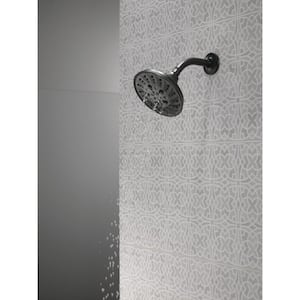 Pivotal 5-Spray Patterns 1.75 GPM 6 in. Wall Mount Fixed Shower Head with H2Okinetic in Matte Black
