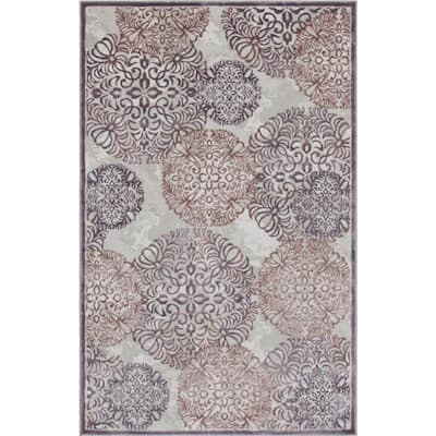 Unique Loom Aberdeen Collection Textured Traditional Vintage Tone Area Rug 5 x 8 Feet Violet/Ivory 