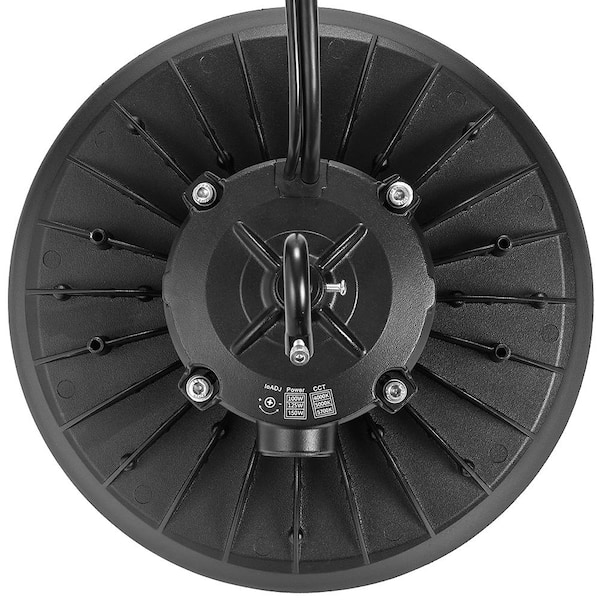 Maxxima 10 in LED UFO High Bay Light Fixture, 22,500 Lumens, 3 CCT 4000K-5700K, Selectable Wattage 100-150, Black, Hardwired