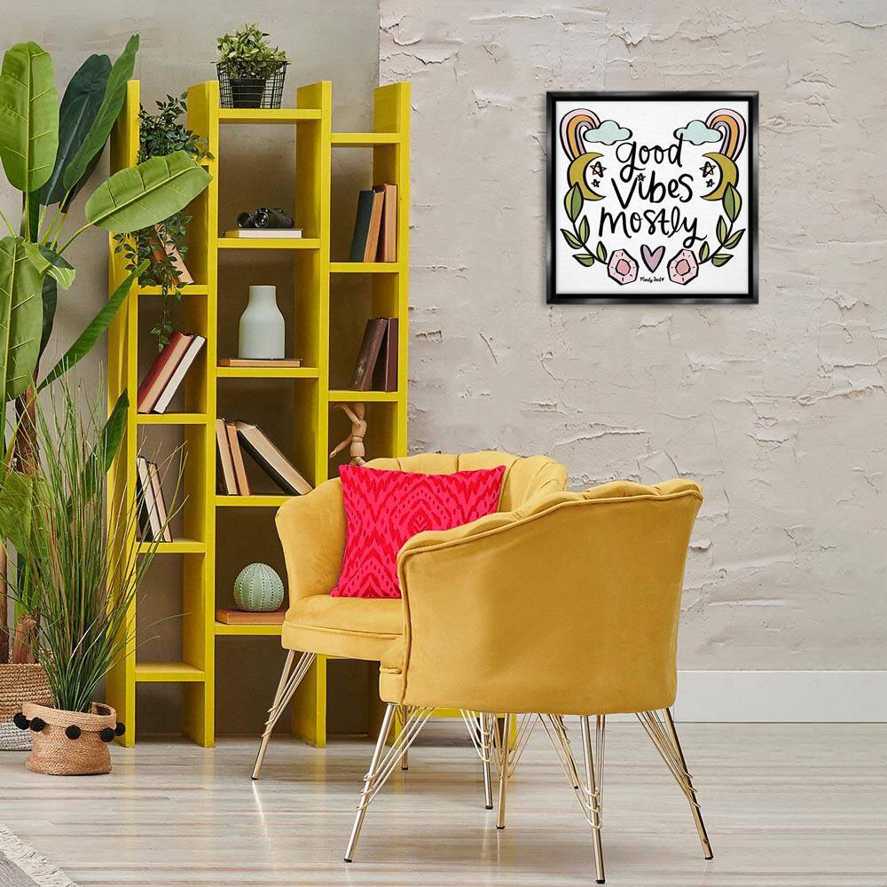 Good Vibes Mostly by Mandy Ford Art Plus Illustration Black Floater Frame Typography Graphic Art Print 18 in. x 18 in.
