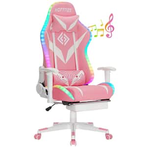 Costway Pink Iron Reclining Gaming Chairs with Adjustable