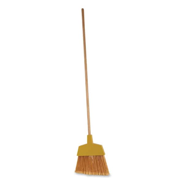 53 in. Wood Handle Plastic Bristles Angle Broom in Yellow (12/Carton)