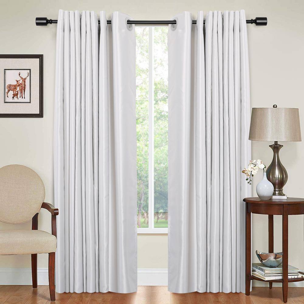 Adjustable Black Metal Curtain Rod with Decorative Finials, 28-48 Inch