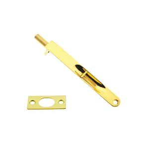 6 in. Solid Brass Flush Bolt with Radius End in Polished Brass