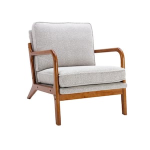 Oyster Gray Polyester Wood Frame Arm Chair