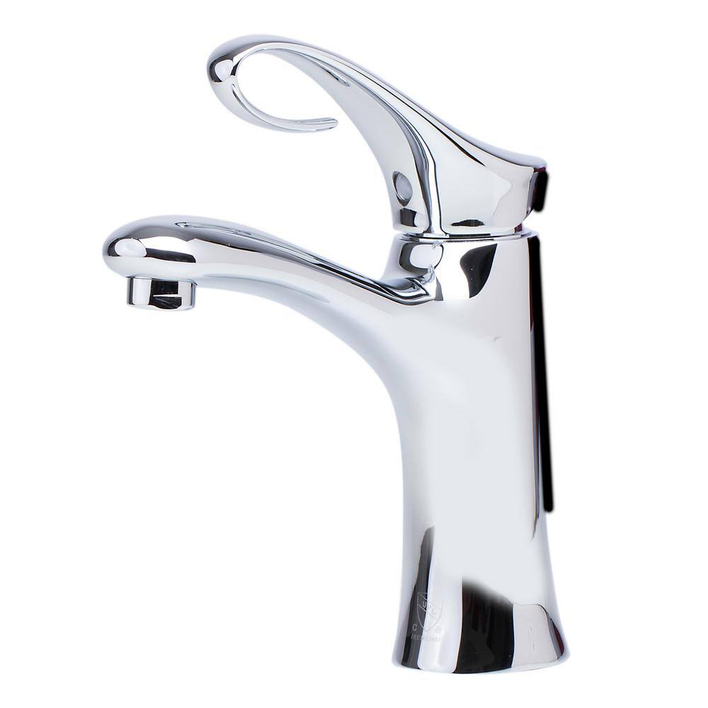 Polished Chrome Single Lever Bathroom Faucet with Curled Handle
