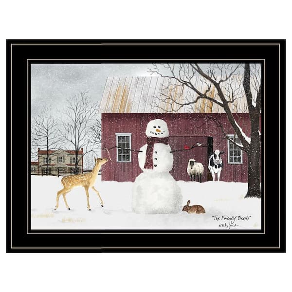 HomeRoots Charlie The Friendly Beasts 1-Piece Framed Wall Art 15 in. x 19 in.