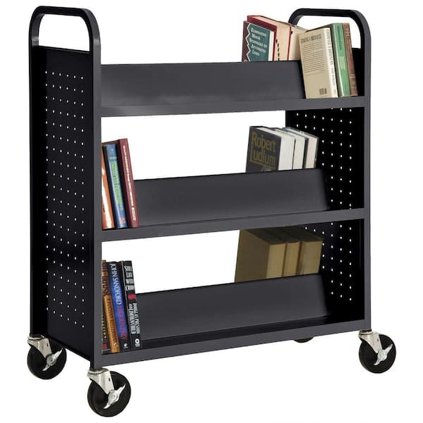 Sandusky 46 in. Black Metal 3-shelf Cart Bookcase with Locking