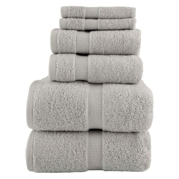 6-Piece Cotton Bath Towel Set, Gray