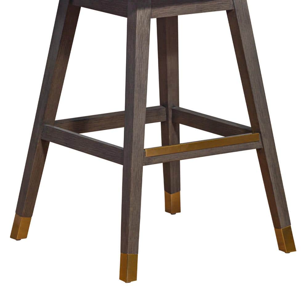 Grey Oak Wood Swivel Bar Stool with Grey Fabric
