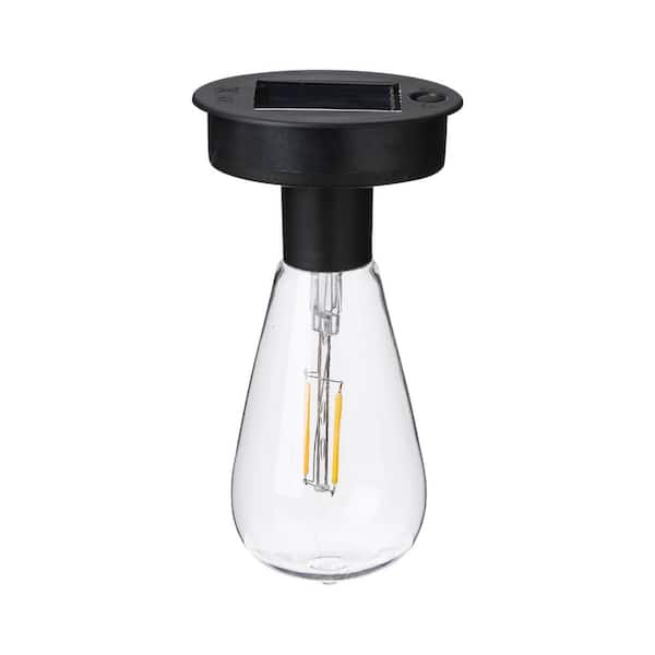 Glitzhome 11.50 in. H Black Metal Stripes Solar Powered