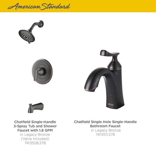 Chatfield Single-Handle 3-Spray Tub and Shower Faucet and Single Hole Bathroom Faucet Set in Legacy Bronze