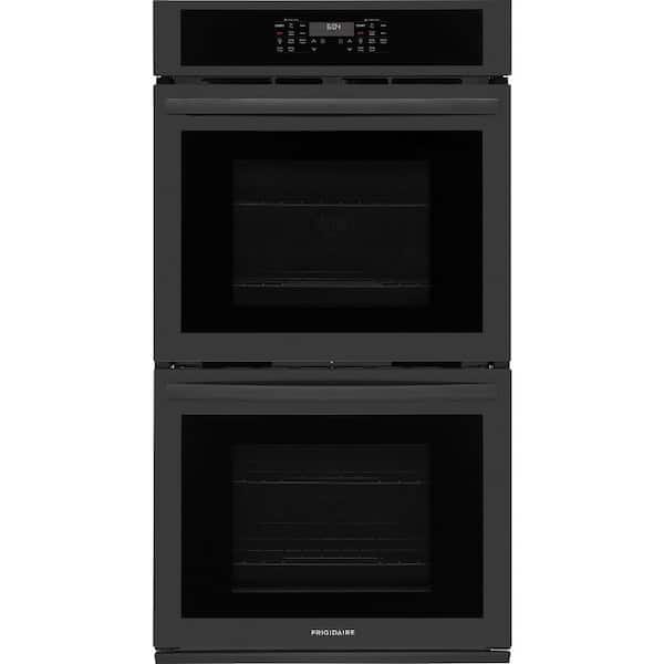 27 in. Double Electric Wall Oven with Convection 30-min Steam-Cleaning in Black