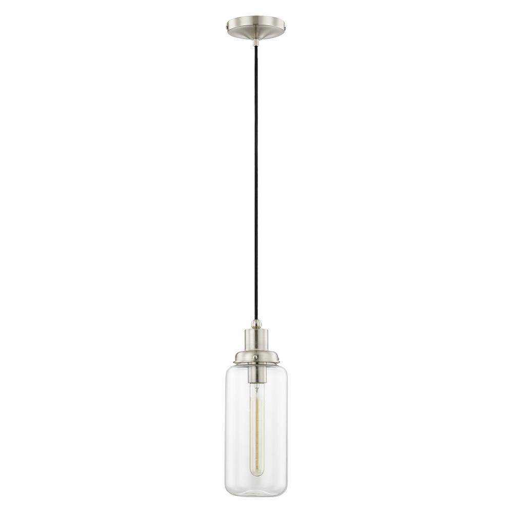 Elegant Brushed Nickel Mini Pendant with Hand-Blown Clear Glass
