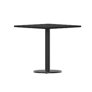 Black Laminate Wood Table Top Pedestal Base Dining Table Seats 4