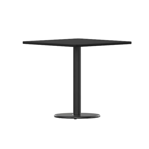 Carnegy Avenue Black Laminate Wood Table Top Pedestal Base Dining Table Seats 4
