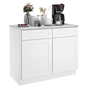 42 in.W x 24 in.D x 34.5 in.H in Shaker White Plywood Ready to Assemble Base Kitchen Cabinet with 2-Drawers 2-Doors