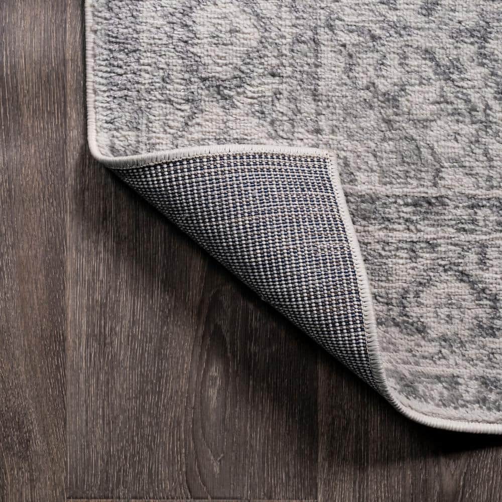 Rosalia Gray and Dark Gray Synthetic 2'3" x 10' Runner Rug