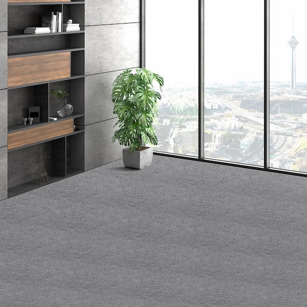 SKYSHALO Carpet Tiles Gray 24 in. x 24 in. Self Adhesive Carpet