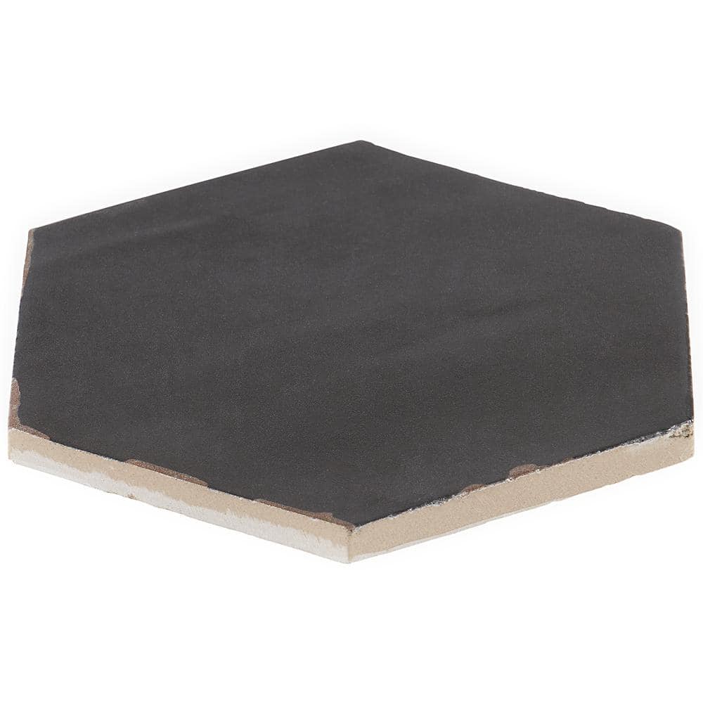 Alexandria Black Matte Porcelain Hexagon Floor and Wall Tile