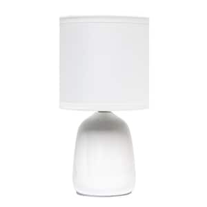 10.04 in. Off White Tall Traditional Ceramic Thimble Base Bedside Table Desk Lamp with Matching Fabric Shade
