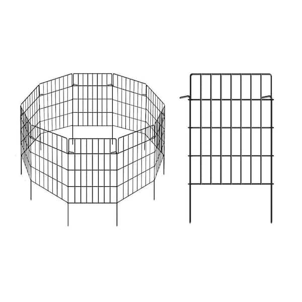 18 ft(L) x 17 in(H) Metal Arched No Dig Rustproof Decorative Garden Fence, 18 Pack Black