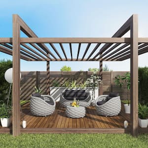 Bird's Nest 4-Piece Gray Aluminum Polyester Woven Outdoor Sectional Seating Set with Gray Cushions