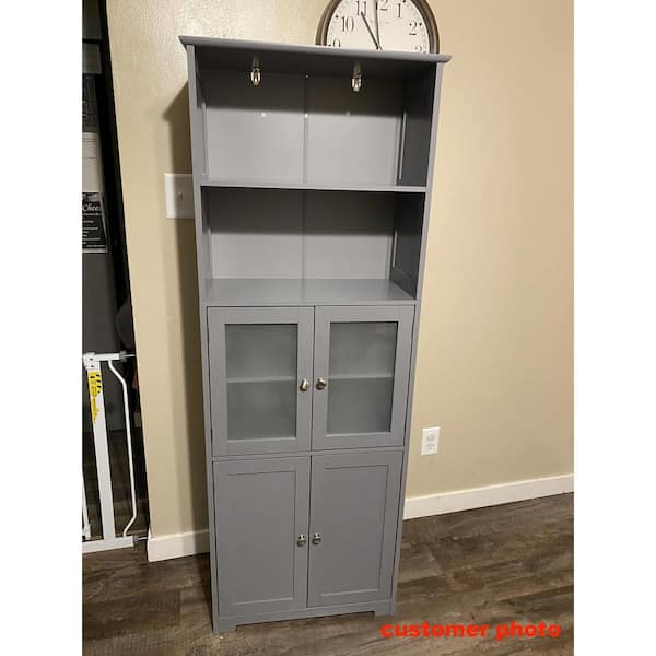 Plastic Storage Cabinets Short Pantry Cabinet with Doors and Shelves, Grey  – Built to Order, Made in USA, Custom Furniture – Free Delivery