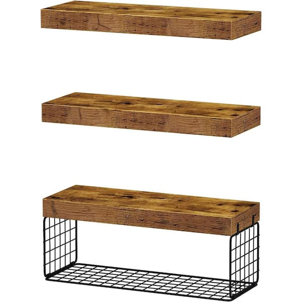 Unbranded 15.7 in. W x 6.7 in. D Wood Floating Shelves Rustic Brown Decorative Wall Shelf