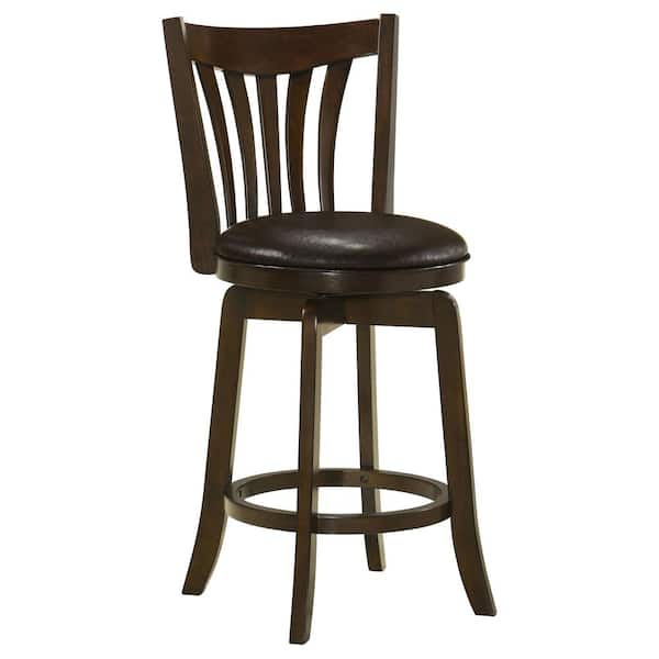 Coaster Lambert 26 in. Dark Cherry Wood Counter Height Swivel Bar Stool with Upholstered Seat