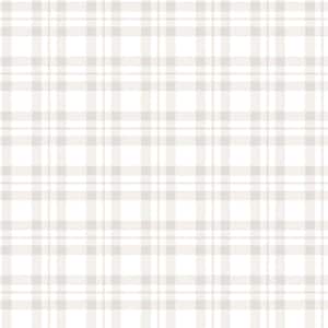 Tiny Tots 2-Collection Greige/White Matte Finish Traditional Plaid Design Non-Woven Paper Wallpaper Roll