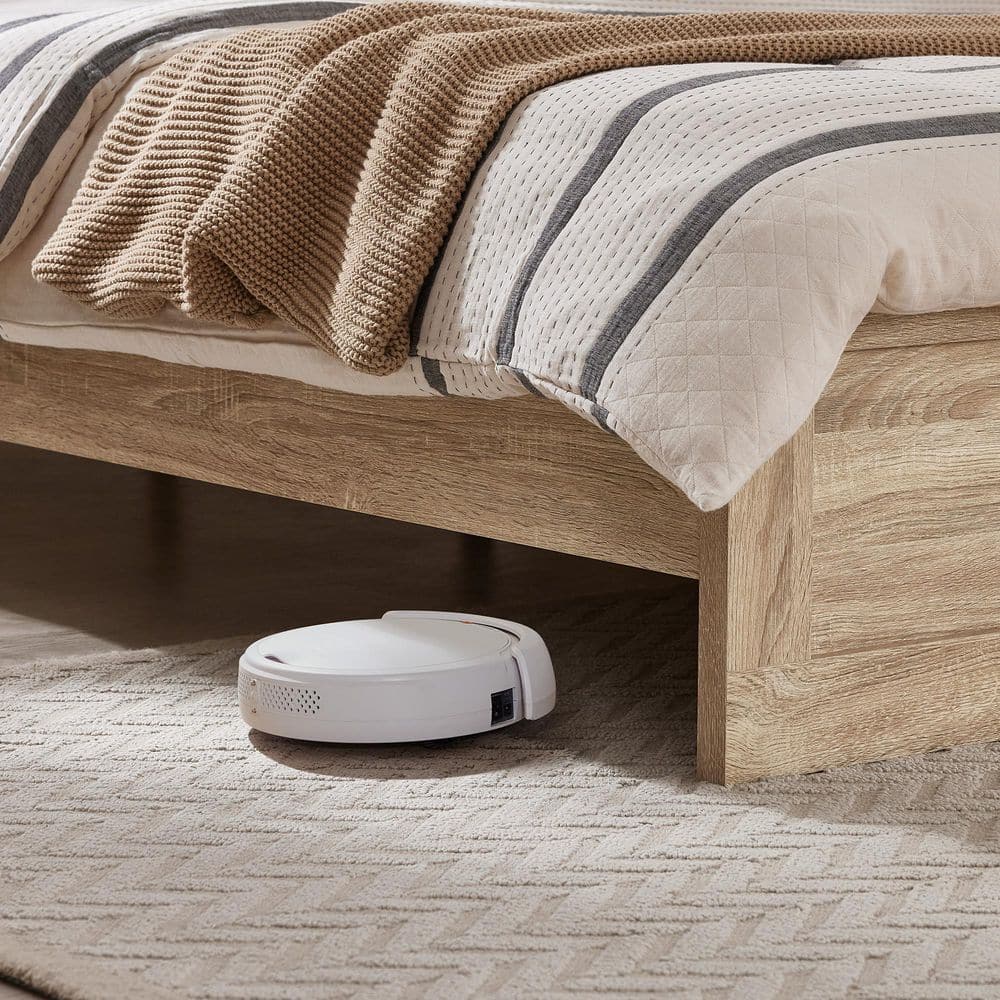 Talia Brown Wood Frame Queen Platform Bed with High Headboard Design, Solid Wood Legs, Sound-Absorbing Foam for Bedroom - thumbnail 8