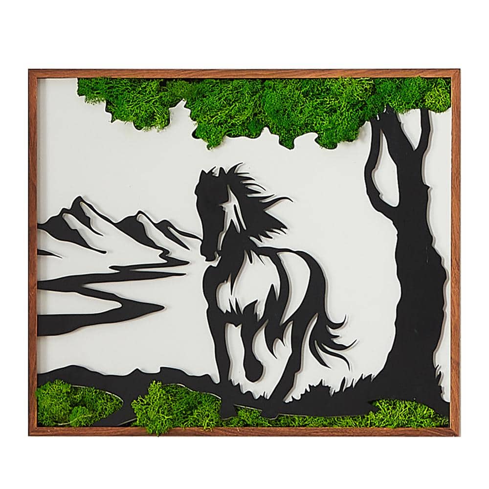 Vivid and Lively Horse Metal Art Moss Wall Decor, Eco-Friendly, Low Mainten
