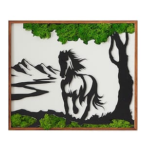 Vivid and Lively Horse Metal Art Moss Wall Decor, Eco-Friendly, Low Maintenance and Unique Design, for Indoor Spaces