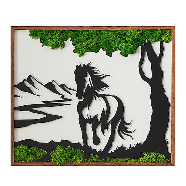 Unbranded Vivid and Lively Horse Metal Art Moss Wall Decor, Eco-Friendly, Low Maintenance and Unique Design, for Indoor Spaces