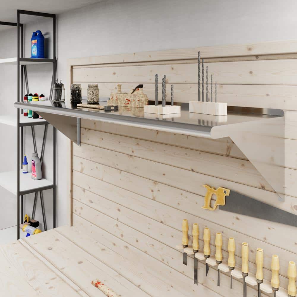60" Stainless Steel Wall Shelf with Brackets